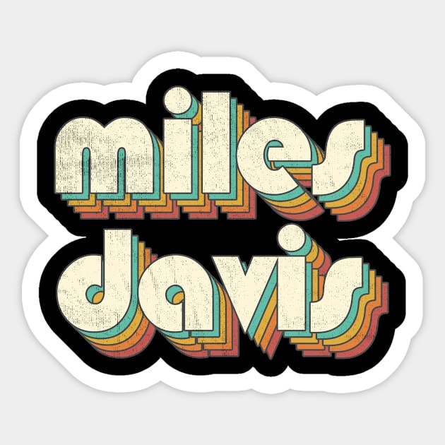 Retro Vintage Rainbow Miles Letters Distressed Style Sticker by Cables Skull Design